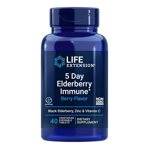 Life Extension, 5 Day Elderberry Immune Berry Flavor, 40 Tabs