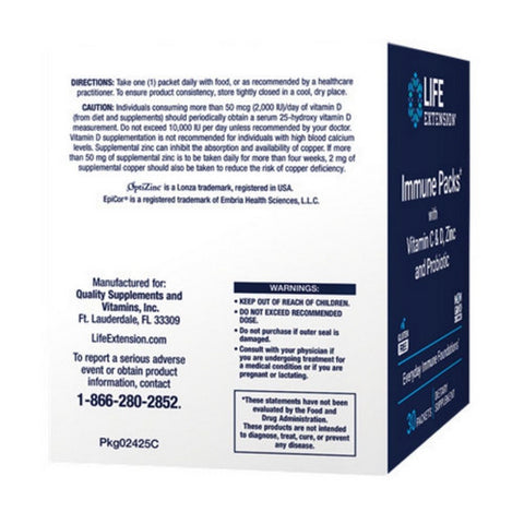 Life Extension, Immune Packs With Vitamin C & D Zinc And Probiotic, 30 Count