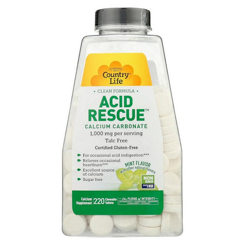 Country Life, Acid Rescue Mint Chewable, 220 Count