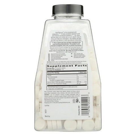 Country Life, Acid Rescue Mint Chewable, 220 Count
