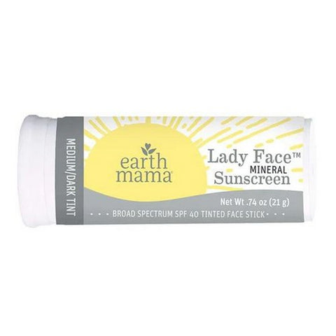 Earth Mama Angel Baby, Face Sunscreen Stick SPF 40 Medium & Dark, .74 Oz