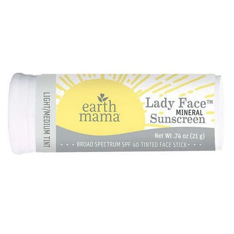 Earth Mama Angel Baby, Face Sunscreen Stick SPF40 Light & Medium, .74 Oz