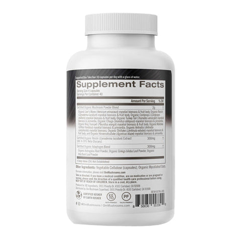 Om Mushrooms, Superfood Master Blend Mushroom Capsules, 160 Count