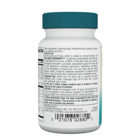 Source Naturals, Wellness ZincMunity, 30 Veg Caps