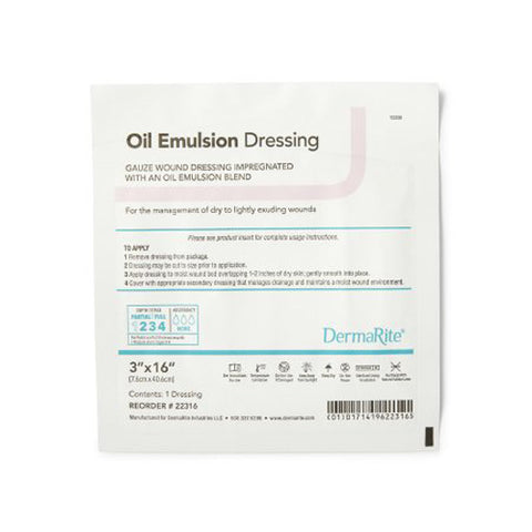 DermaRite, Oil Emulsion Wound Dressing 3 x 16 Inch, Box Of 36