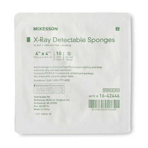 McKesson, Sterile x-Ray Detectable Gauze Sponge 4 x 4 Inch, Count of 1