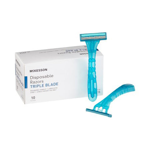 McKesson, Triple Blade Disposable Razors, Box Of 10