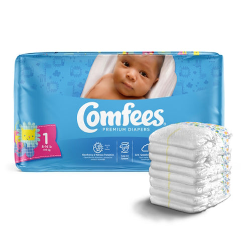 Attends, Comfees Premium Diapers Unisex Tab Closure Size 1, Count of 50