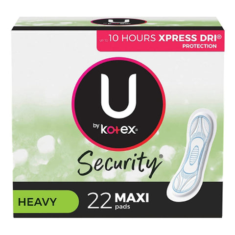 U By Kotex, Security Maxi Super Absorbency Feminine Pad, Pack Of 22