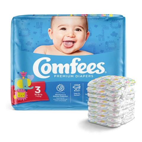 Attends, Comfees Premium Diapers Unisex Baby Tab Closure Size 3, Count of 36