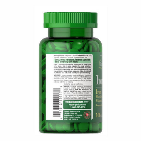 Puritan's Pride, Iron All Iron, 100 Tablets