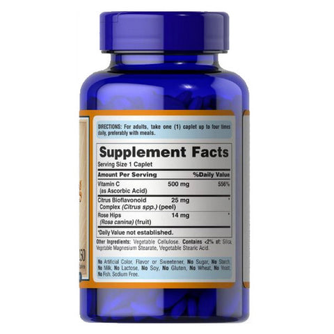 Puritan's Pride, Vitamin C with Bioflavonoids & Rose Hips, 500 mg, 250 Caplets