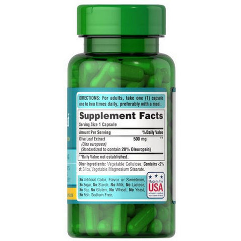 Puritan's Pride, Olive Leaf Extract, 500 mg, 60 Capsules