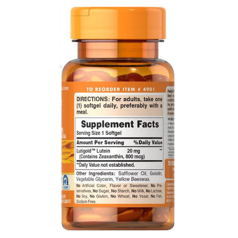 Puritan's Pride, Lutein with Zeaxanthin, 20 mg, 60 Softgels