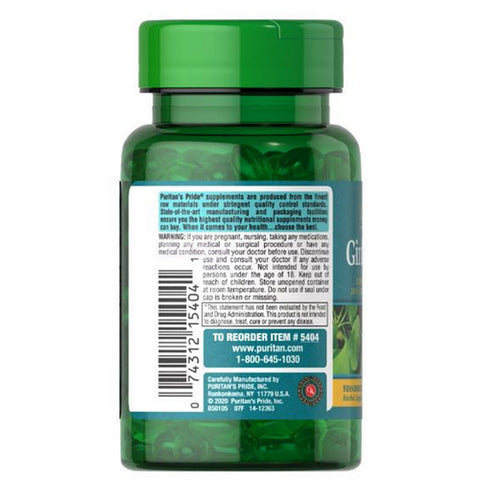 Puritan's Pride, Ginkgo Biloba Standardized Extract, 60 mg, 120 Softgels