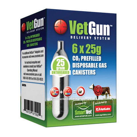 VetGun CO2 Canisters 6 X 25 Grams by Vetgun