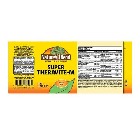 Nature's Blend, Super Thera-Vite M Compare To Theragran-M, 130 Tabs
