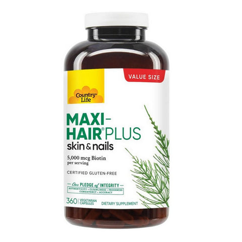 Country Life, Maxi Hair Plus Biotin, 360 Vegetarian Capsules