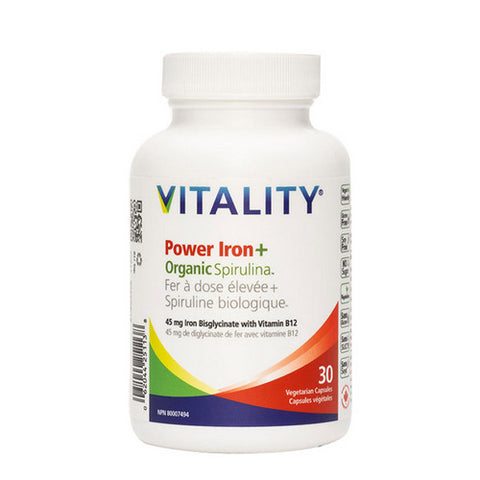 Power Iron Plus Spirulina 30 VegCaps by Vitality