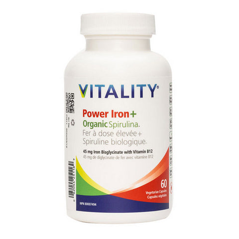 Vitality, Power Iron Plus Spirulina, 60 VegCaps