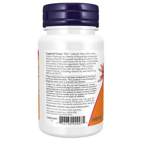 Now Foods, MK-7 Plus With K1 And MK-4, 90 Veg Capsules