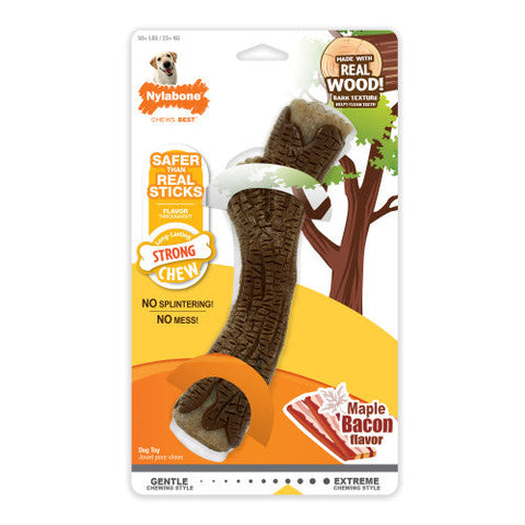 Nylabone Real Wood Stick Strong Dog Stick Chew Toy Maple Bacon, 1 Each/XL/Souper (1 Count) by Nylabone