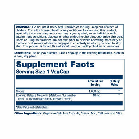 Solaray, Extended Release Melatonin With Glycine, 10 Mg, 100 Veg Caps Solaray