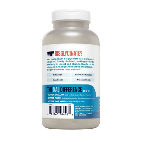Kal, Chelated Magnesium Bisglycinate, 180 Count