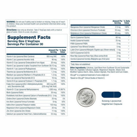 Solaray, Universal Liposomal Multivitamin, 60 Count