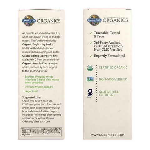 Garden of Life, Organics Kids Cough and Mucus Syrup, 3.9 Oz