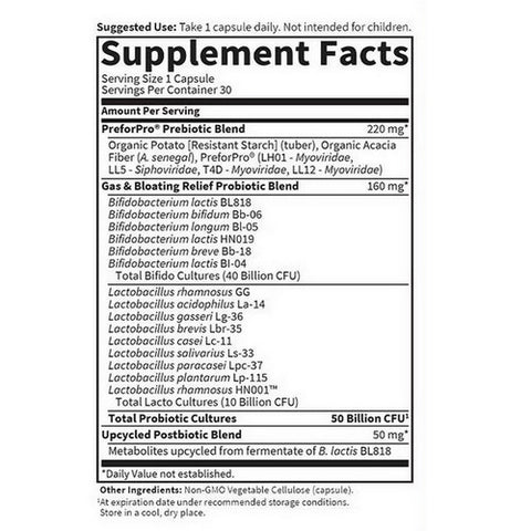 Garden of Life, Dr. Formulated Probiotics Gas and Bloating, 50 Billion, 30 Caps