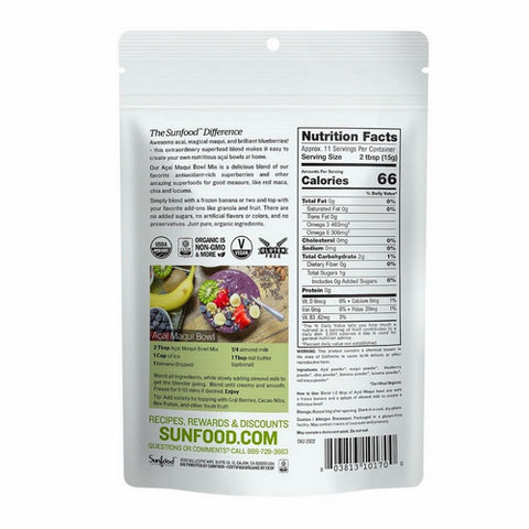 Sunfood Superfoods, Organic Acai Maqui Bowl Mix, 6 Oz