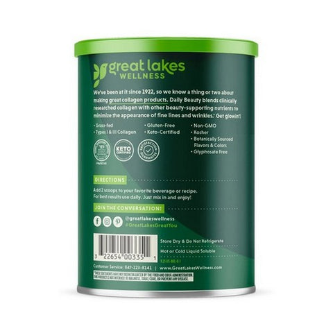 Great Lakes Wellness, Collagen Peptides Daily Beauty Raspberry Lemonade, 8 Oz