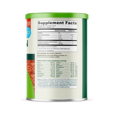 Great Lakes Wellness, Collagen Peptides Chai Flavored, 10 Oz