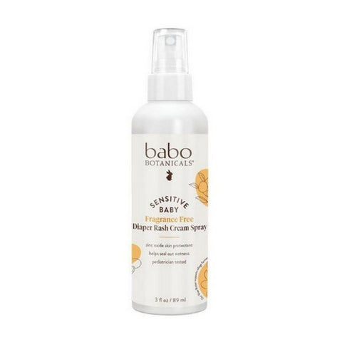 Babo Botanicals, Sensitive Baby Diaper Rash Cream Spray, Fragrance Free 3 Oz
