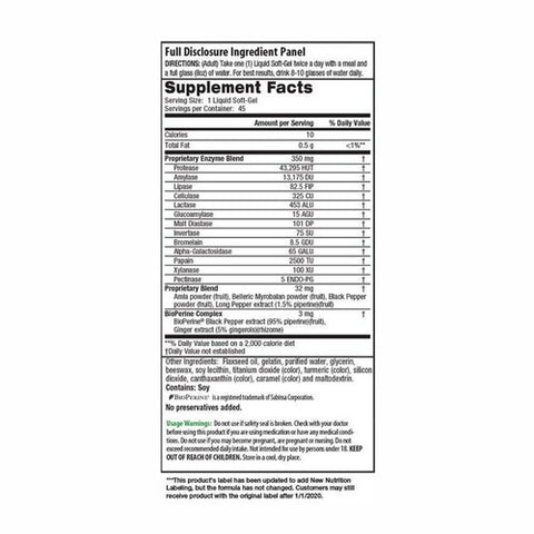 Irwin Naturals, Anti-Gas Digestive Enzymes (formally Daily Digestive Enzymes), 45 Softgels