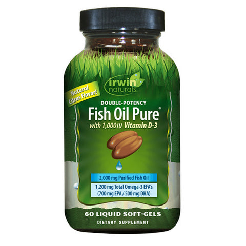 Irwin Naturals, Double-Potency Fish Oil Pure with Vitamin D3, 60 Softgels