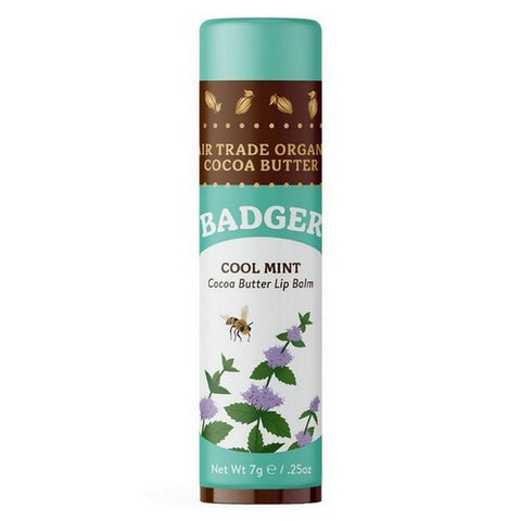Badger Balm, Cocoa Butter Lip Balm Cool Mint, .25 Oz