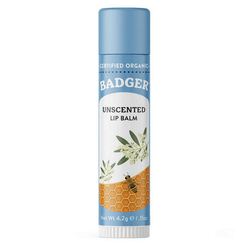 Badger Balm, Unscented Lip Balm Stick, .15 Oz Badger Balm