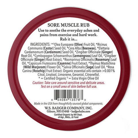 Badger Balm, Sore Muscle Rub Tin, 2 Oz