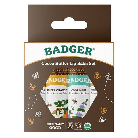 Badger Balm, Cocoa Butter Lip Balm Gift, .25 Oz