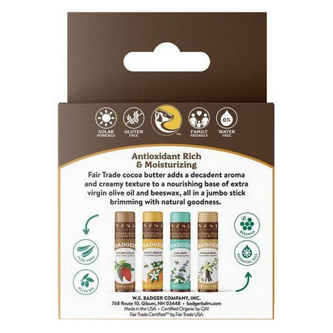 Badger Balm, Cocoa Butter Lip Balm Gift, .25 Oz Badger Balm