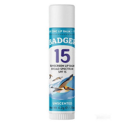 Badger Balm, Mineral Sunscreen Lip Balm SPF 15, .15 Oz Badger Balm