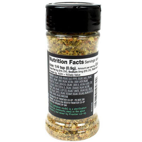 Frontier Coop, Organic Salt Free Lemon Pepper Seasoning, 2.5 Oz