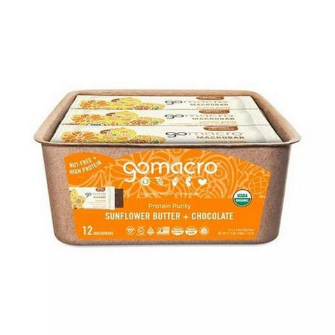 Gomacro, Organic Macrobar Sunflower Butter Chocolate, 12 Count