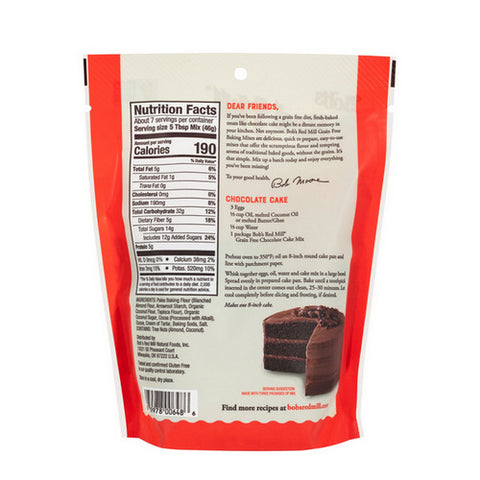 Bobs Red Mill, Grain Free Chocolate Cake Mix, 10.5 Oz