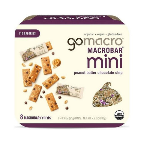 Gomacro, Organic Gluten Free Macro Mini Bars Peanut Butter Chocolate Chip, 8 Count