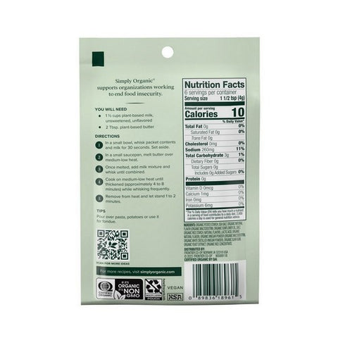 Simply Organic, Organic Dairy-Free White Cheddar Sauce Mix, 0.85 Oz