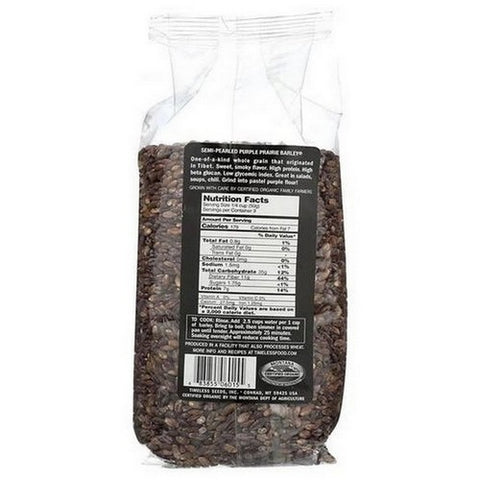Timeless Natural Foods, Organic Heirloom Semi Pearled Purple Prairie Barley, 16 Oz
