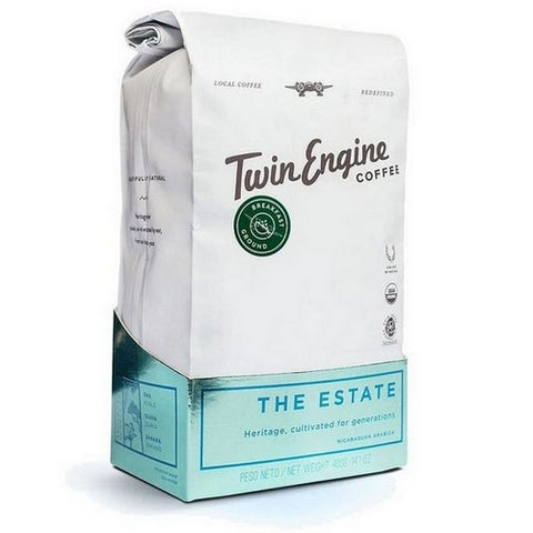 Twin Engine Coffee, Organic Estate Breakfast Ground Coffee, 14 Oz